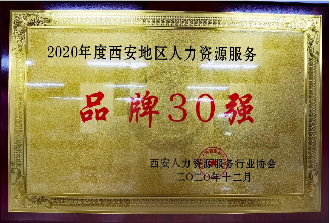 2020年西安地區(qū)人力資源服務(wù)品牌30強(qiáng)